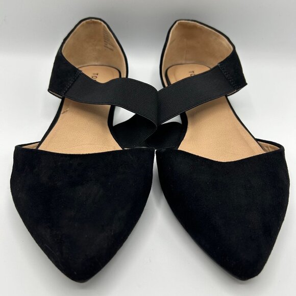Torrid Pointed Toe Black Suede-Like Flats With Elastic Strap Size 10W - Picture 2 of 8